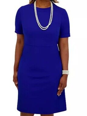 Kasper ASL Royal Blue Sheath Short Sleeve Dress Size 8 Career Club Corporate NEW